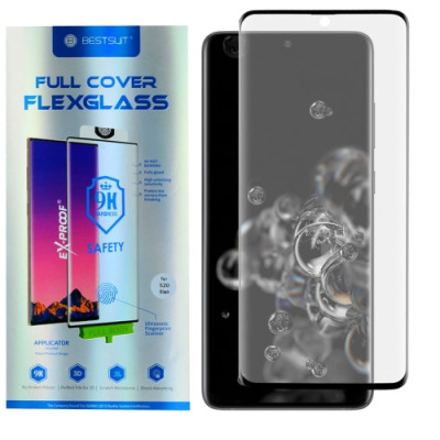   Скрийн протектор удароустойчив BESTSUIT FULL COVER FLEXGLASS 5D за Samsung Galaxy S21 Ultra G998 с черен кант